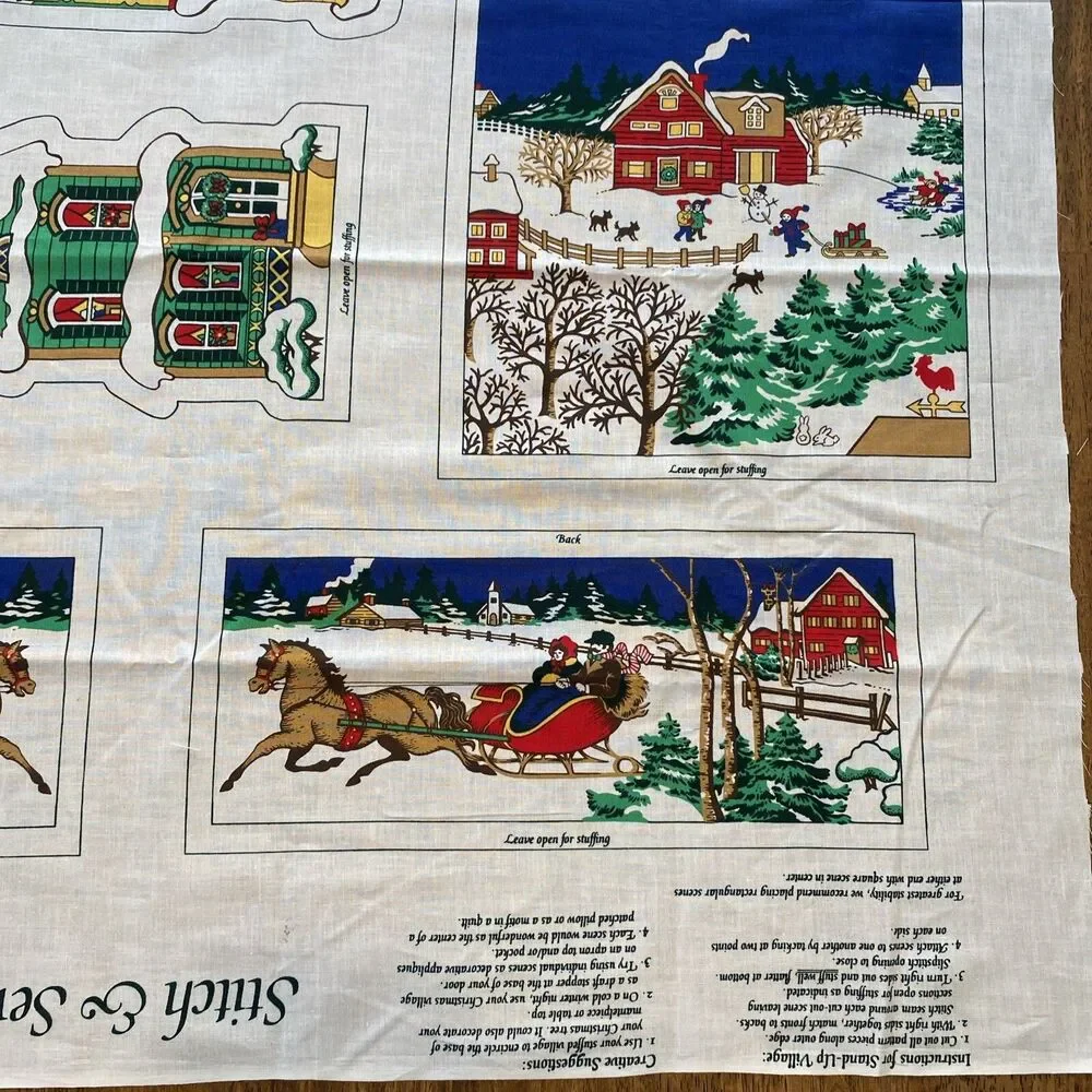Wamsutta Hallmark Stitch And Sew Christmas Village Fabric Panel Sewing Craft DIY